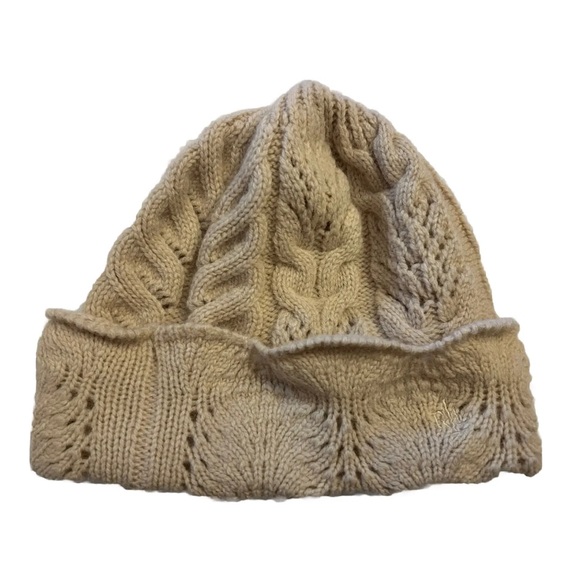 RALPH LAUREN RLL WOOL BLEND CROCHET CAP BEANIE - BEIGE - EUC - Picture 2 of 6